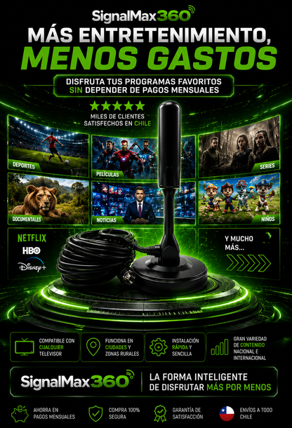 SignalMax 360°  – Antena TV Digital TDT 4K UHD Profesional +3000 Canales