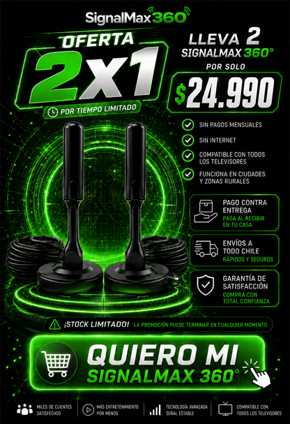 SignalMax 360°  – Antena TV Digital TDT 4K UHD Profesional +3000 Canales