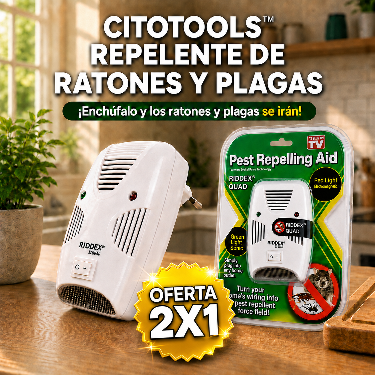 Citotools™ - Repelente Ultrasónico de Ratones y Plagas.